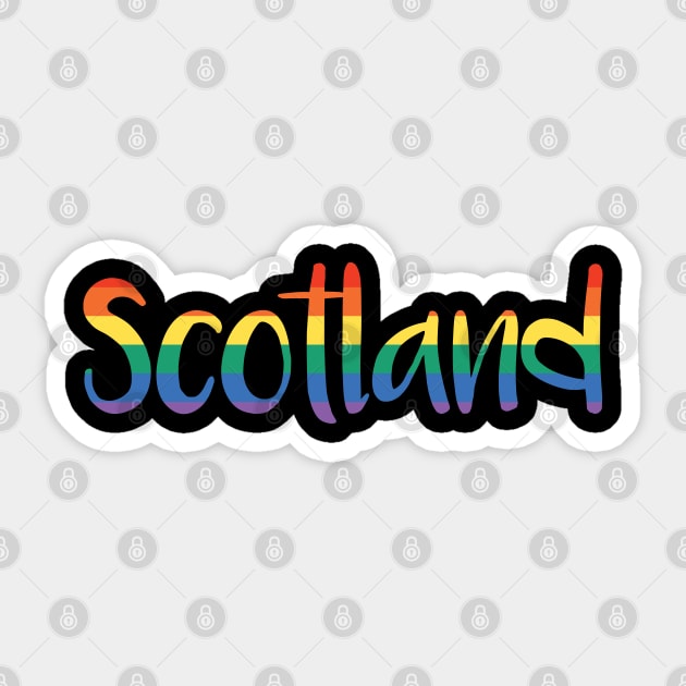 SCOTLAND, Rainbow Pride Flag Text Design Sticker by MacPean